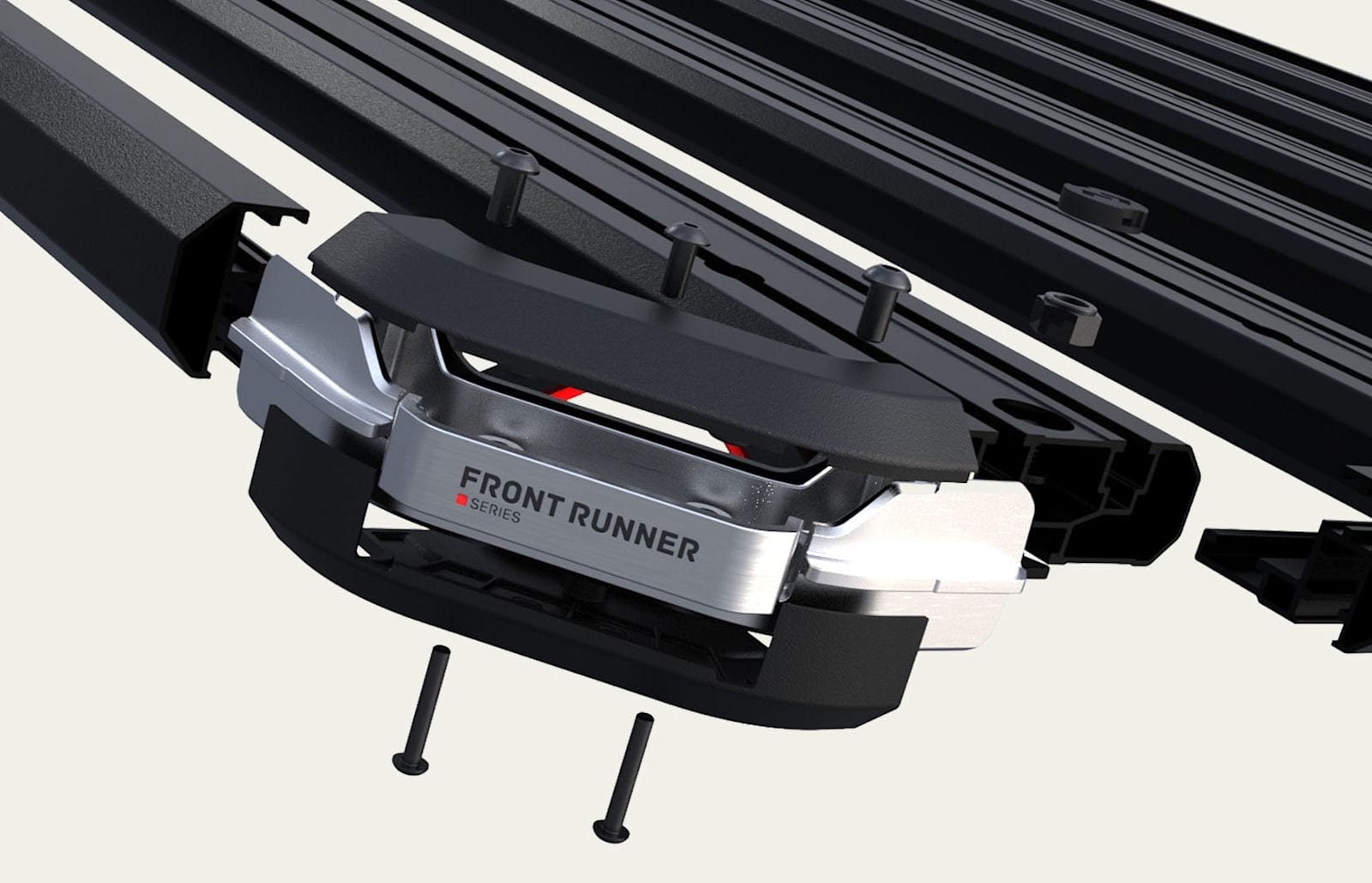 Close-up of a Slimline 3 corner with its stainless parts and tie-down point