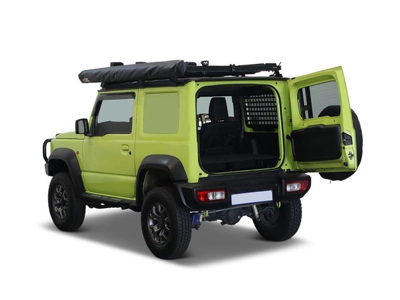 Rear seat base deck in a lime green Jimny 3-door