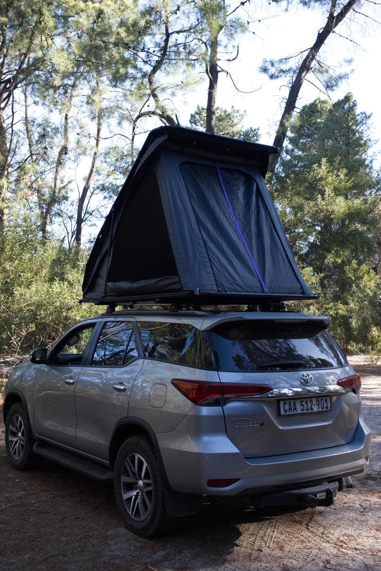 The RoofPod deployed — Cape Town-made, the lightest rooftop tents in the country
